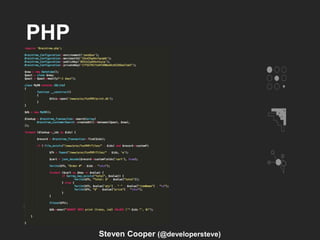 PHP
Steven Cooper (@developersteve)
 