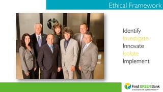 Ethical Framework	

Identify	

Investigate	

Innovate	

Isolate	

Implement	

 