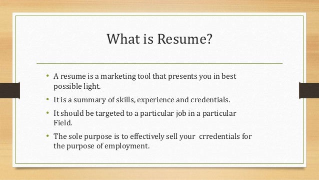 Resume what is it