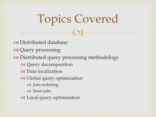 Distributed Query Processing | PPT