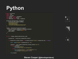 Python
Steven Cooper (@developersteve)
 