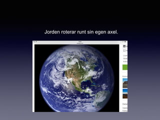 Jorden roterar runt sin egen axel.
 