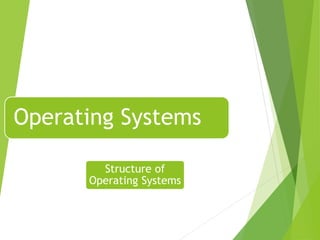 Operating Systems
Structure of
Operating Systems
 