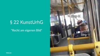 Vorstellung Einführung Medienrecht in der Schule Häuﬁge Fehler OER OER-Quellen Fazit
Schulwebsite
Datenschutzerklärung
Datenschutzrecht und §13 TMG schreiben Informierung
der Besucher vor
Gerade bei Nutzung von Google Analytics, Facebook,
Twitter wichtig
Tobias Frischholz CC BY-SA 4.0
Medienrecht und Open Educational Resources (OER)
 