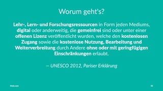 Vorstellung Einführung Medienrecht in der Schule Häuﬁge Fehler OER OER-Quellen Fazit
Shareism
The more you
give, the more
you receive.
– Isaac Mao
Tobias Frischholz CC BY-SA 4.0
Medienrecht und Open Educational Resources (OER)
 