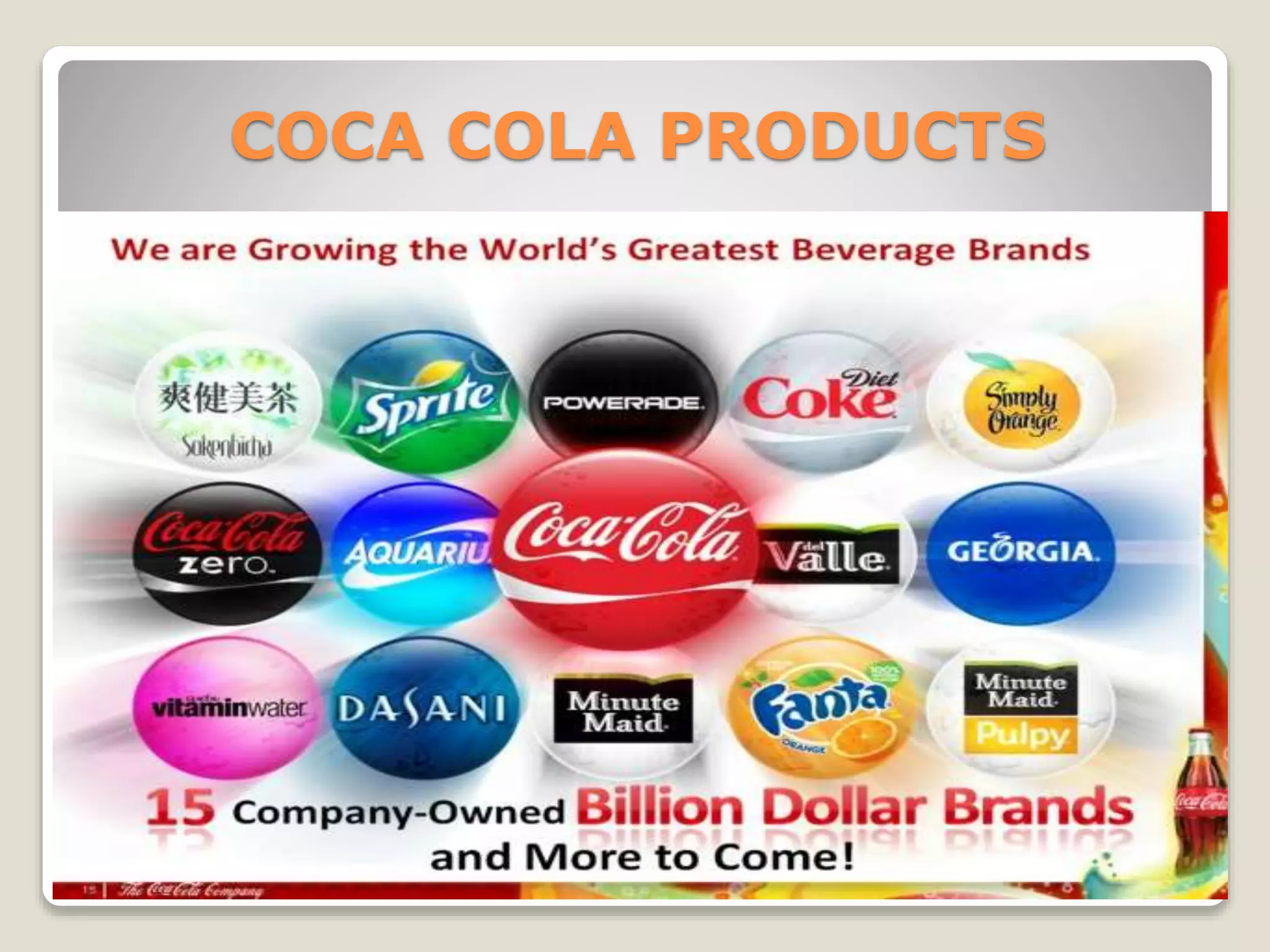 COCA COLA PRODUCTS
 
