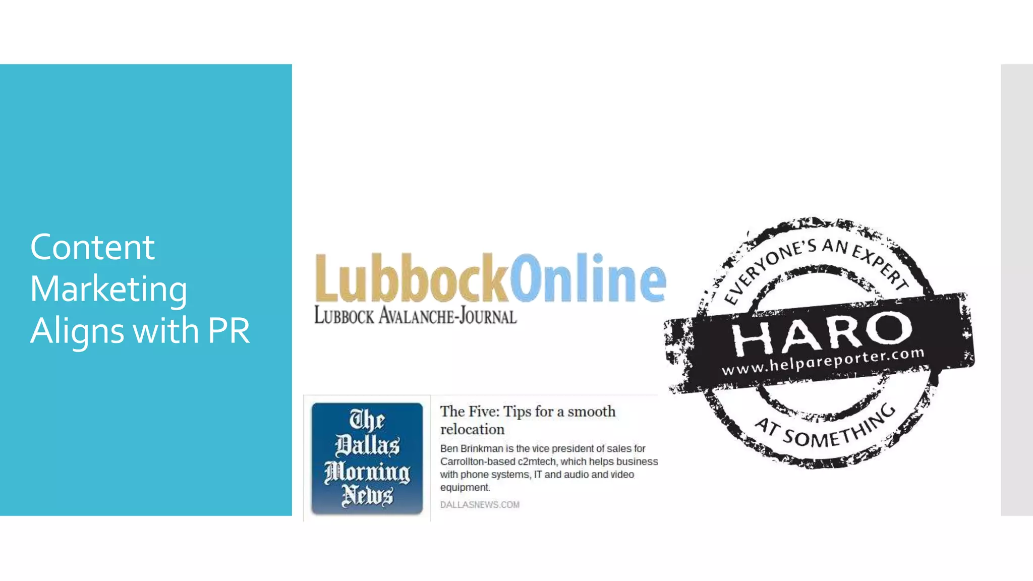 Content
Marketing
Aligns with PR
 