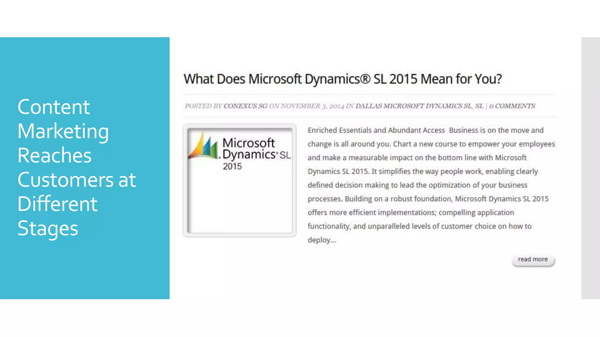 Content
Marketing
Reaches
Customers at
Different
Stages
 
