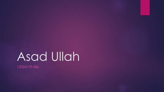 Asad Ullah
12024119-086
 