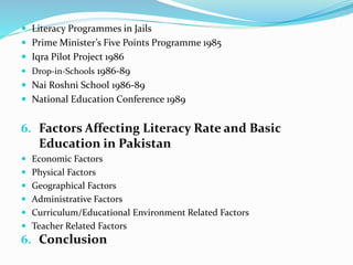 Literacy Campaigns in Pakistan | PPTX