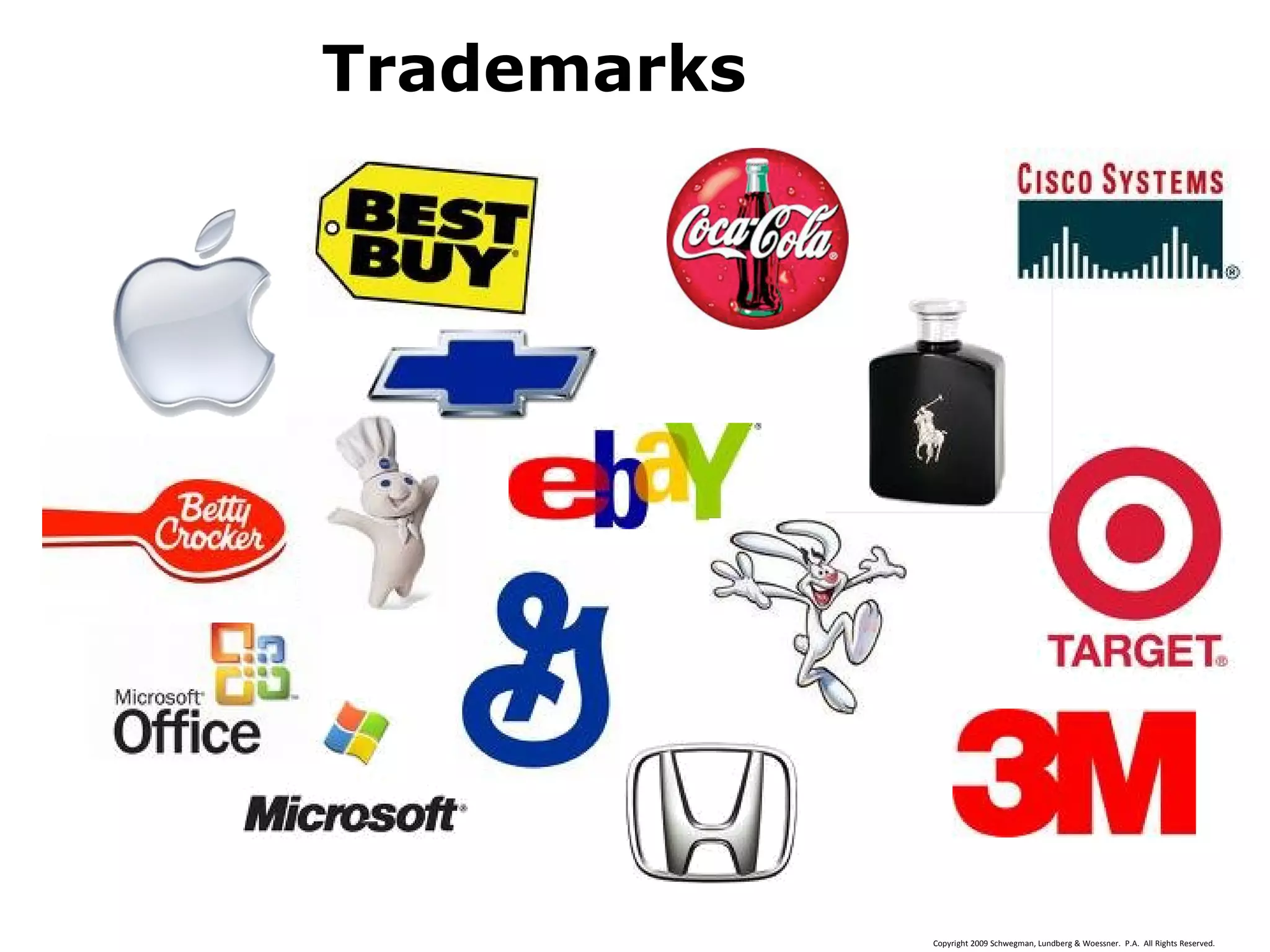 Copyright 2009 Schwegman, Lundberg & Woessner. P.A. All Rights Reserved.
Trademarks…
Trademarks
 