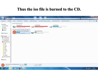 Thus the iso file is burned to the CD.
 