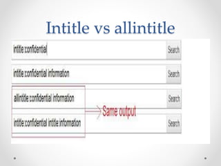 Intitle vs allintitle
 