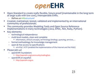 Design and implementation of Clinical Databases using openEHR | PPT