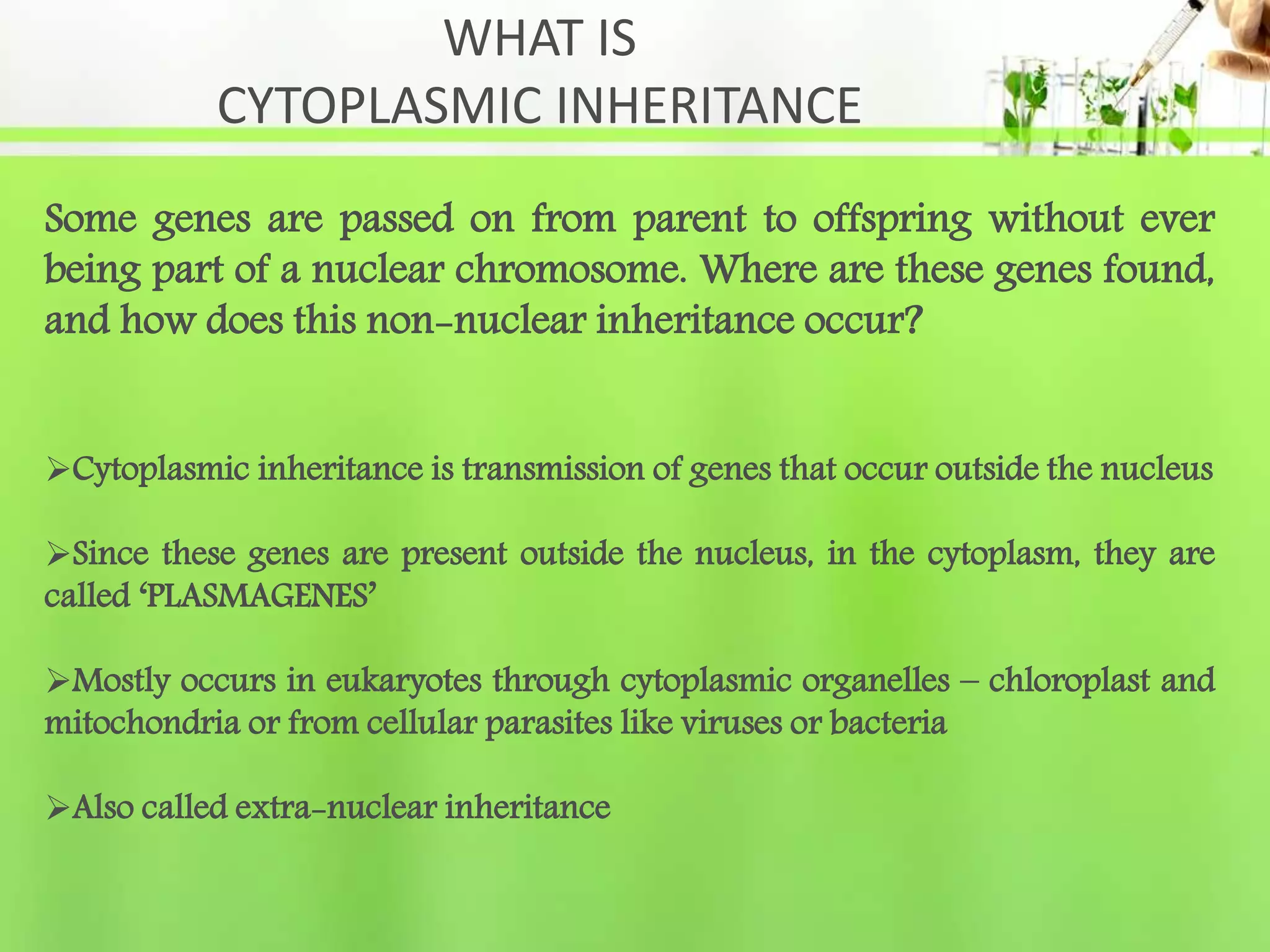 Cytoplasmic Inheritance Types Cytoplasmic Inheritance | PPTX