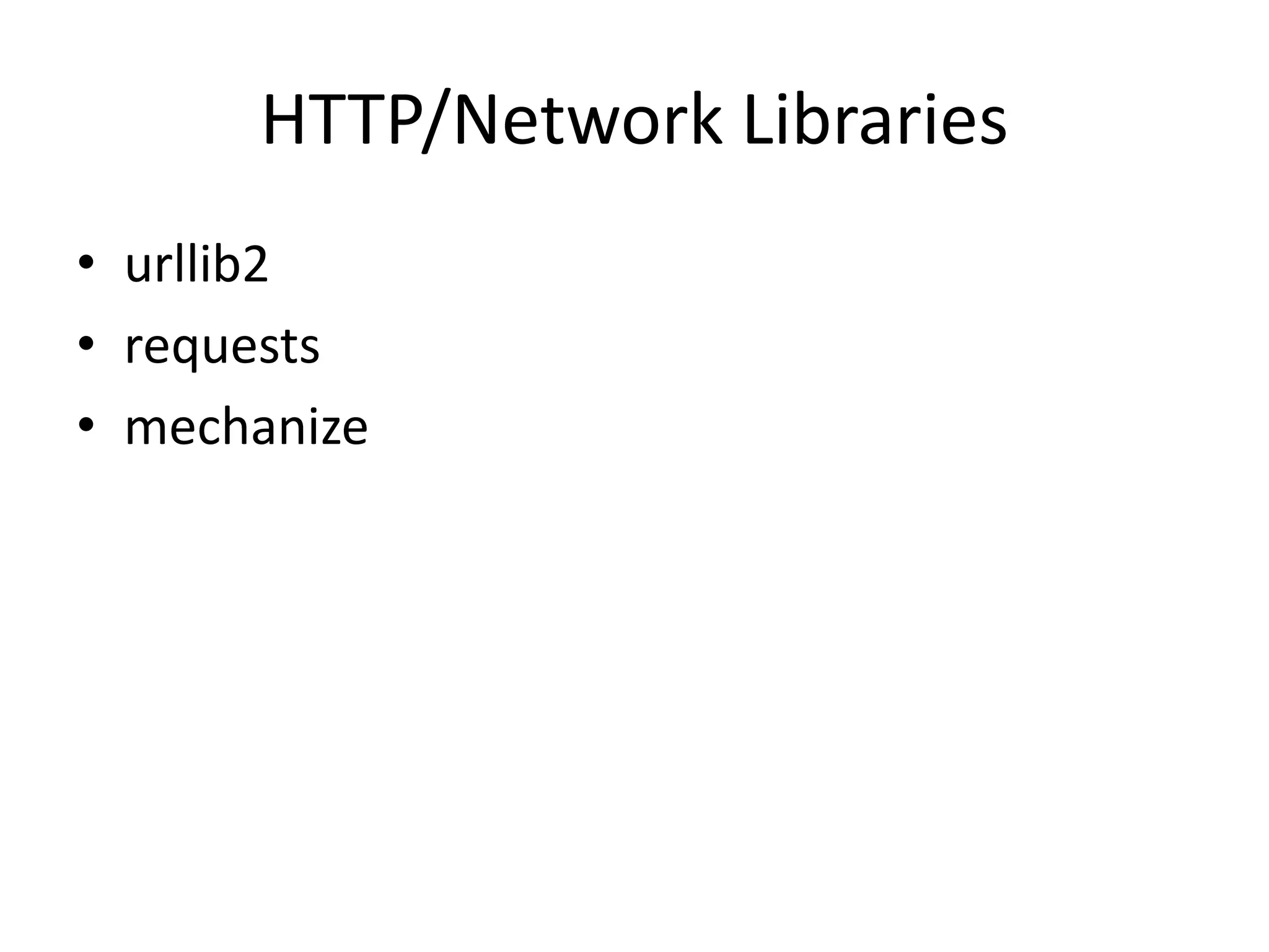 The Challenges • At Server – Throttle Limit – IP Ban – Authentication Required – CAPTCHA • At Client – Broken HTML – JavaScripts – Badly structured