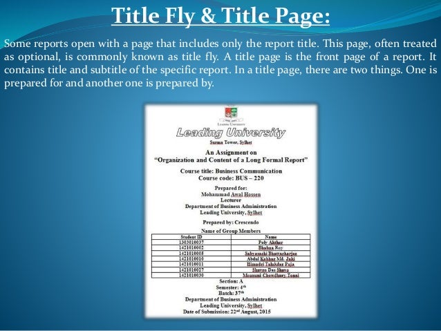 formal report title page