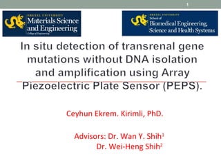 Ceyhun Ekrem. Kirimli, PhD.
Advisors: Dr. Wan Y. Shih1
Dr. Wei-Heng Shih2
1
 