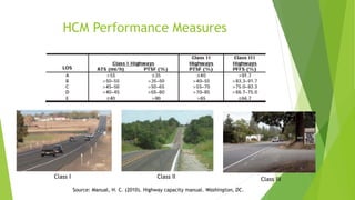 HCM Performance Measures
Class I Class II Class III
Source: Manual, H. C. (2010). Highway capacity manual. Washington, DC.
 