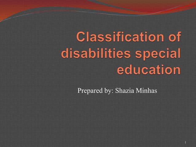 Special Education And Classification Of Disabilities