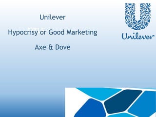 TITLE
Unilever
Hypocrisy or Good Marketing
Axe & Dove
 
