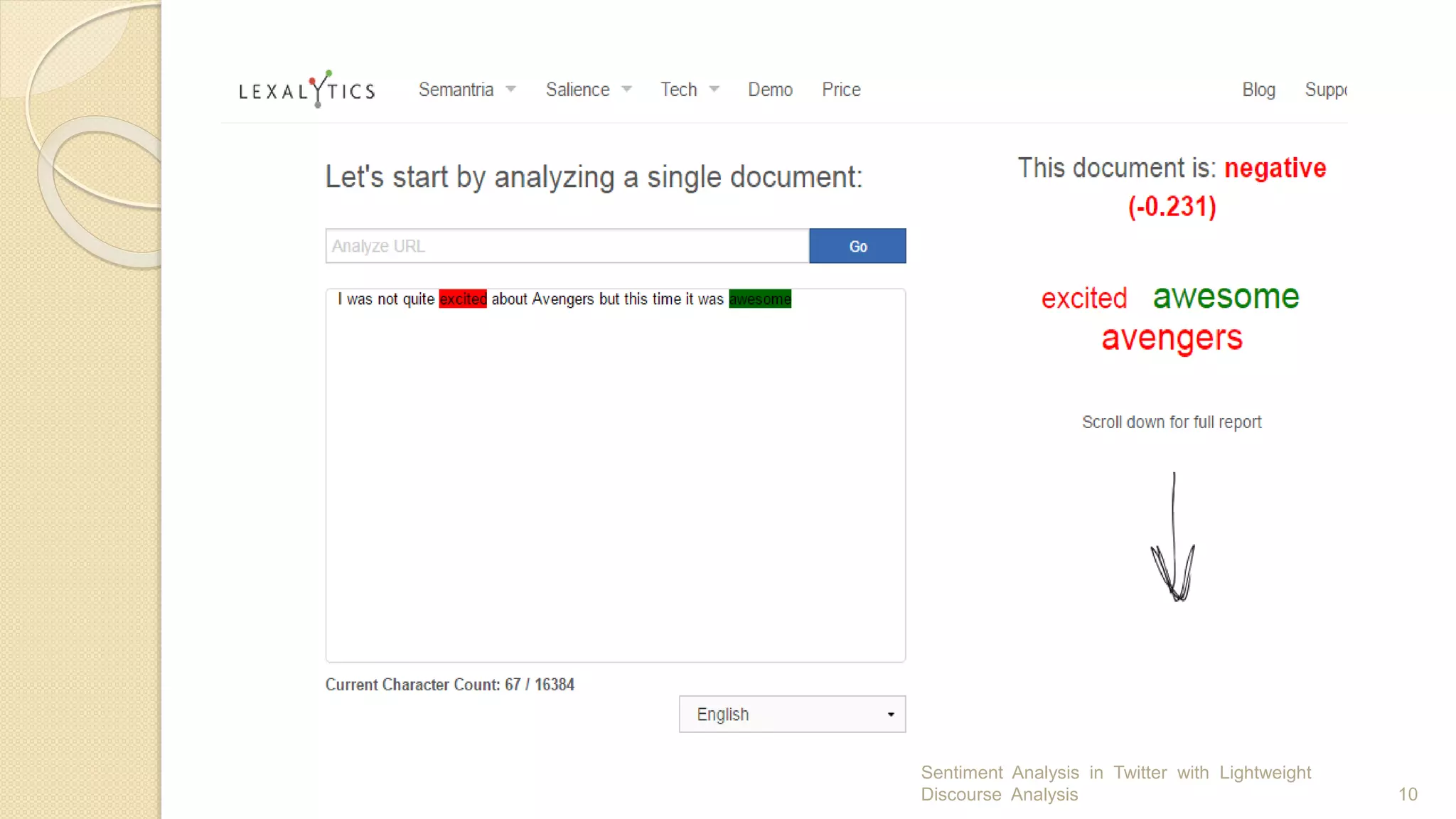 Sentiment Analysis in Twitter with Lightweight
Discourse Analysis 10
 