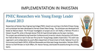 IMPLEMENTATION IN PAKISTAN
 