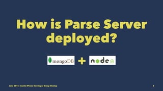 How is Parse Server
deployed?
+
June 2016 - Austin iPhone Developer Group Meetup 5