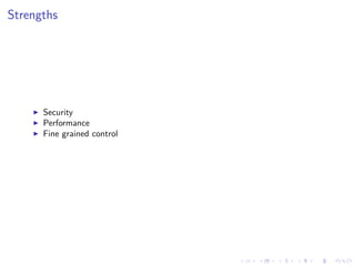 .
.
.
.
.
.
.
.
.
.
.
.
.
.
.
.
.
.
.
.
.
.
.
.
.
.
.
.
.
.
.
.
.
.
.
.
.
.
.
.
Strengths
▶ Security
▶ Performance
▶ Fine grained control
 