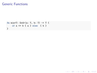 .
.
.
.
.
.
.
.
.
.
.
.
.
.
.
.
.
.
.
.
.
.
.
.
.
.
.
.
.
.
.
.
.
.
.
.
.
.
.
.
Generic Functions
fn min<T: Ord>(a: T, b: T) -> T {
if a <= b { a } else { b }
}
 