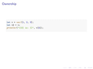 .
.
.
.
.
.
.
.
.
.
.
.
.
.
.
.
.
.
.
.
.
.
.
.
.
.
.
.
.
.
.
.
.
.
.
.
.
.
.
.
Ownership
let v = vec![1, 2, 3];
let v2 = v;
println!("v[0] is: {}", v[0]);
 