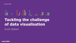 Tackling the challenge
of data visualisation
Scott Abbott
02 Aug 2016
 