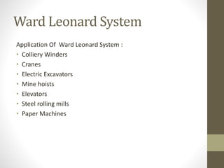 Leonard Method Ward leonard method & Characteristics of series motor | PPTX