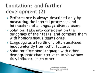 Language Diversity and its Impact on Team Performance | PPTX