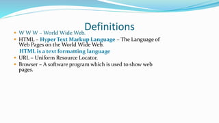 W Html Presentation on HTML | PPTX