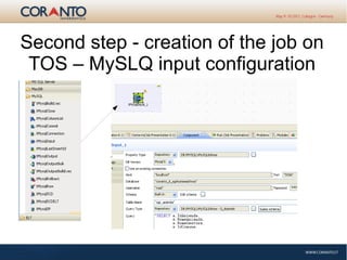 Second step - creation of the job on
TOS – MySLQ input configuration
 