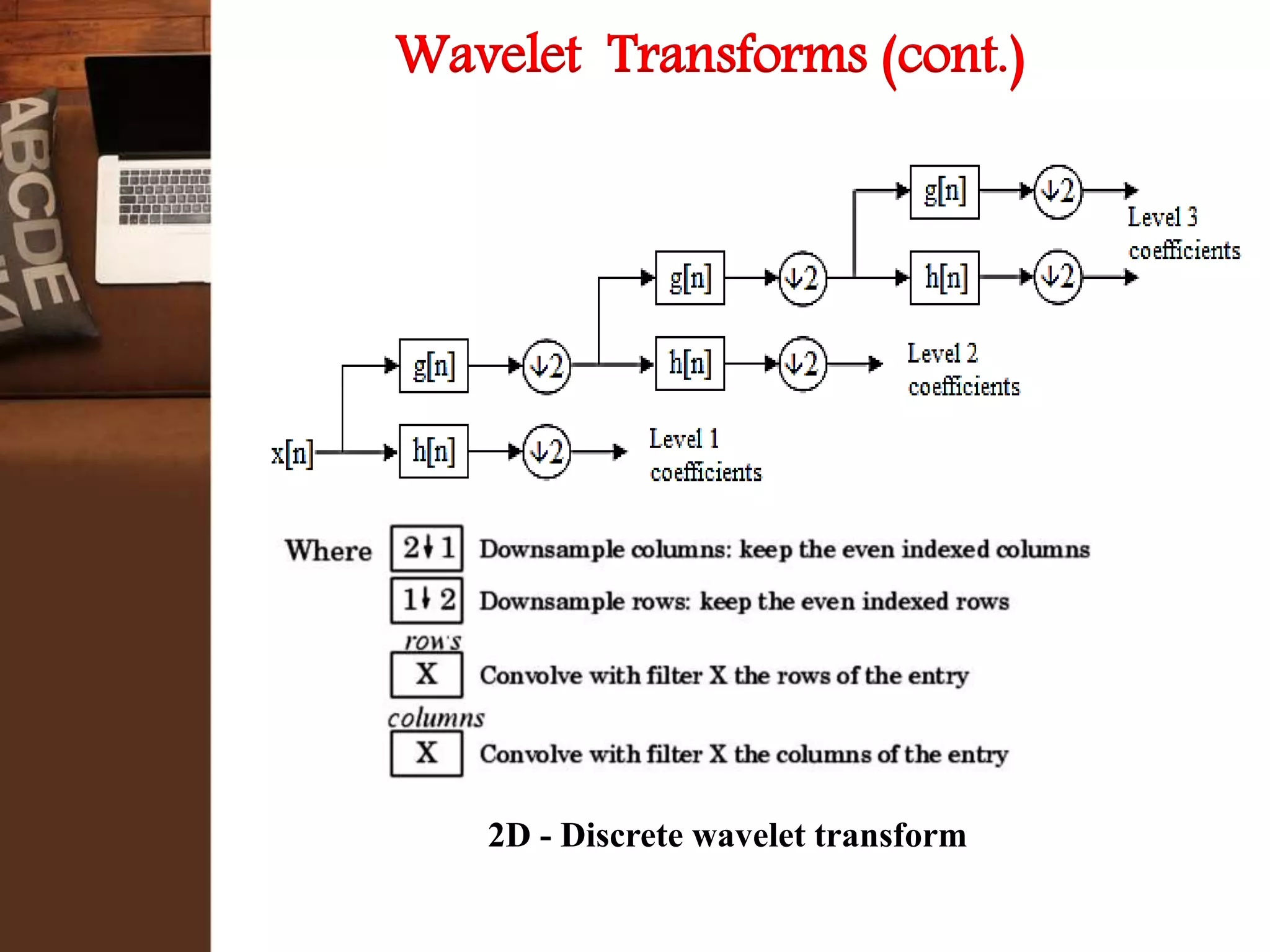 Wavelet Transforms (cont.)
2D - Discrete wavelet transform
 