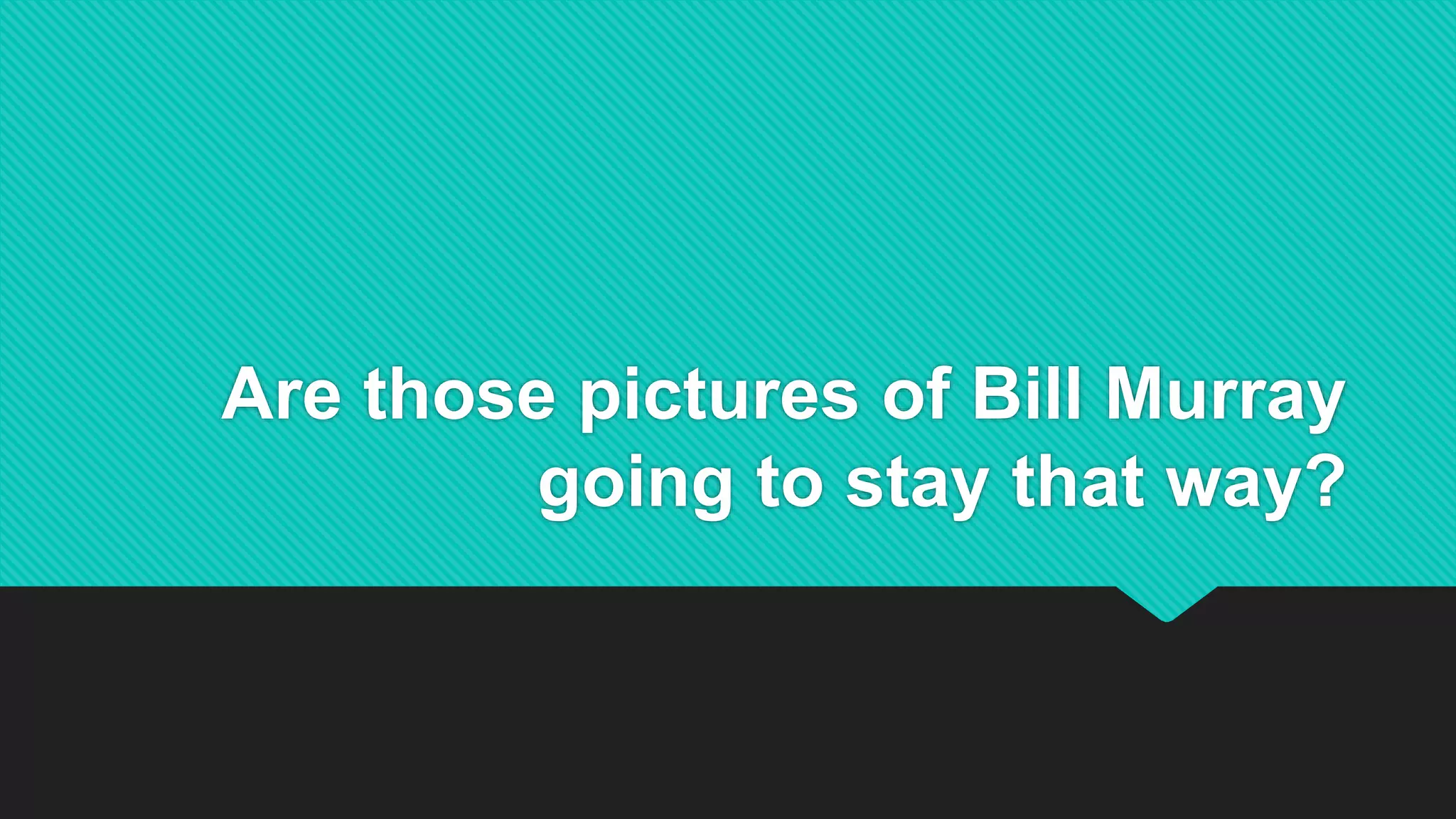 Are those pictures of Bill Murray
going to stay that way?
 