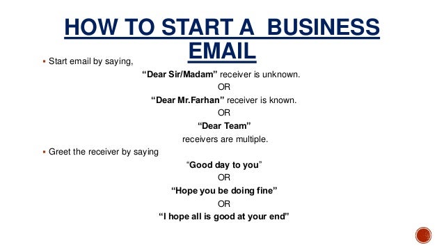 how to start a business email