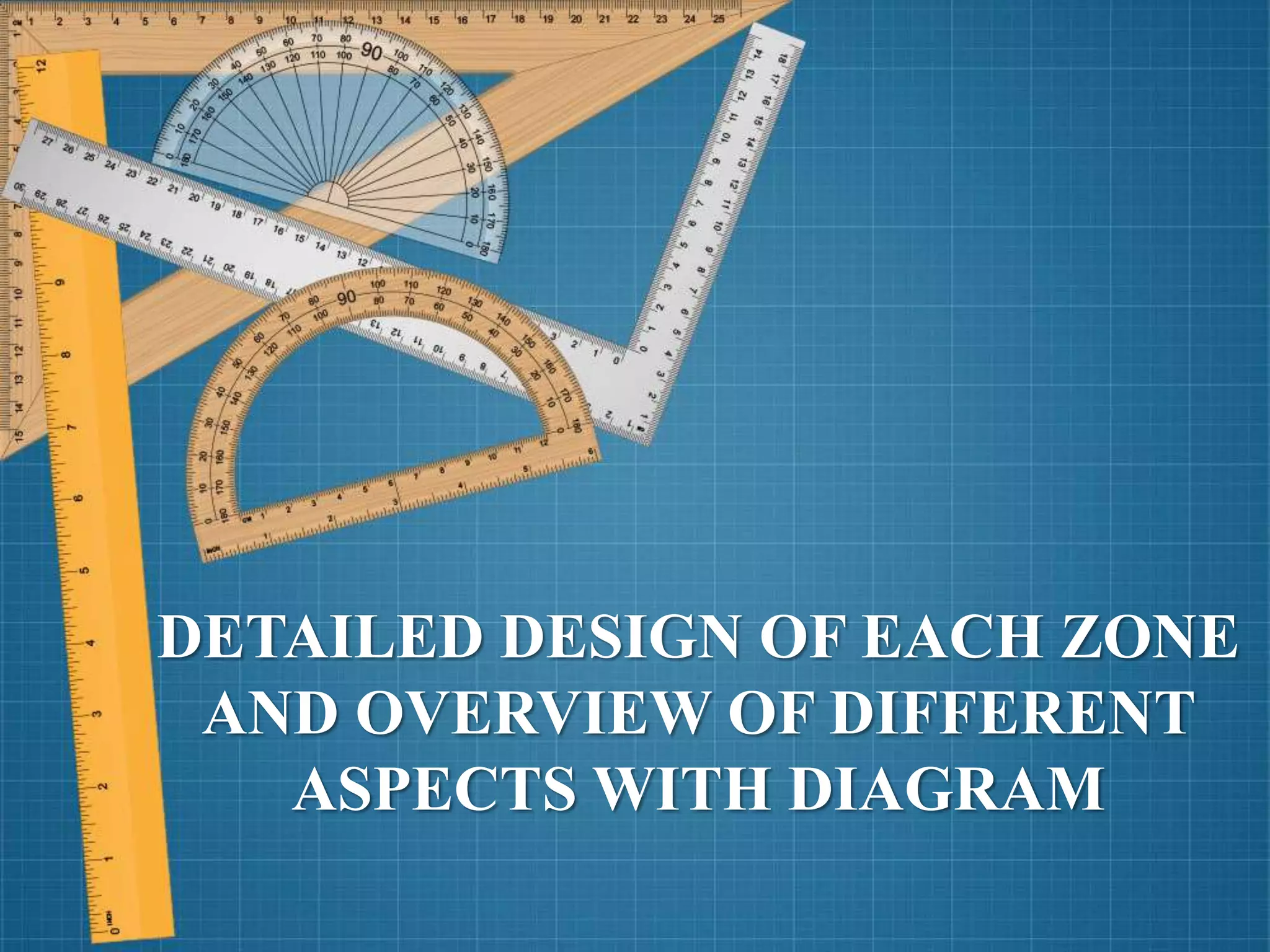 DETAILED DESIGN OF EACH ZONE
AND OVERVIEW OF DIFFERENT
ASPECTS WITH DIAGRAM
 