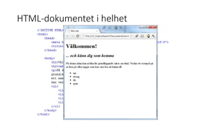 HTML-dokumentet i helhet
 