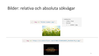 Bilder: relativa och absoluta sökvägar
73
 