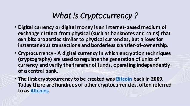 Introduction to Bitcoins and Cryptocurrency