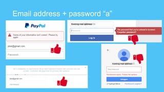 Email address + password “a”
 
