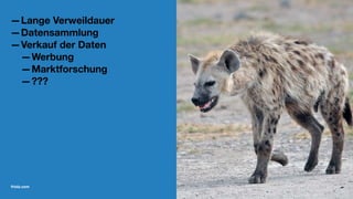 —Lange Verweildauer
—Datensammlung
—Verkauf der Daten
—Werbung
—Marktforschung
—???
friolz.com
 