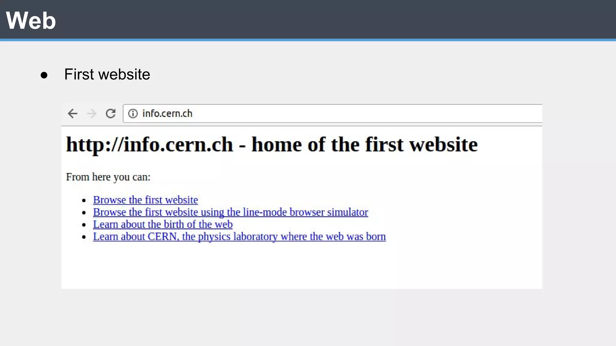 Web ● First website 