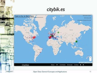 citybik.es
14/06/2017 Open Data: General Concepts and Applications 11
 