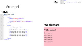 Exempel
HTML
CSS
Webbläsare
 