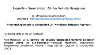 Equality - Generalized TSP for Vehicle Navigation
GTSP Sample Instance Library
Download - http://www.cs.rhul.ac.uk/home/zv...