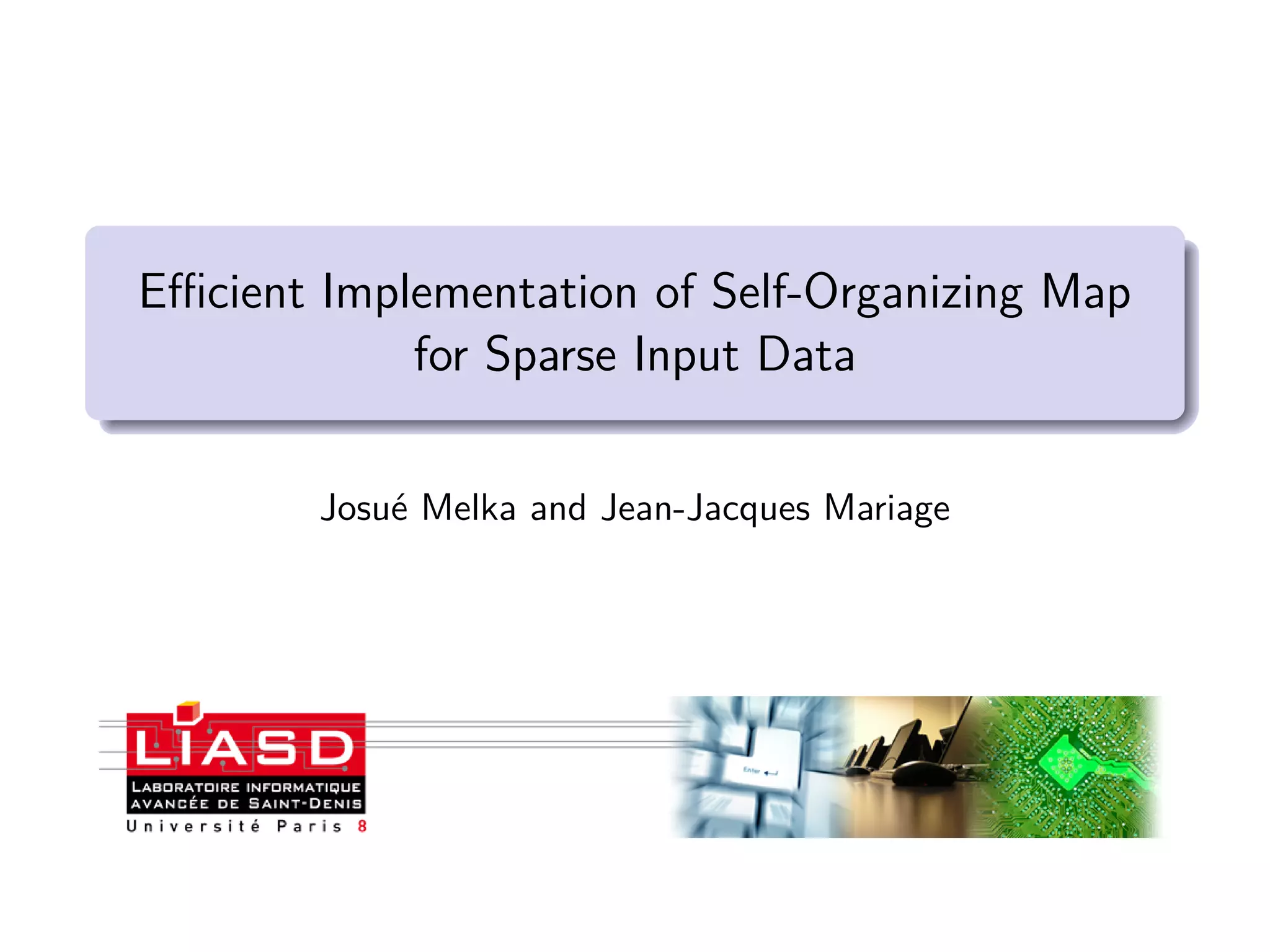 Eﬃcient Implementation of Self-Organizing Map for Sparse Input Data Josué Melka and Jean-Jacques Mariage 